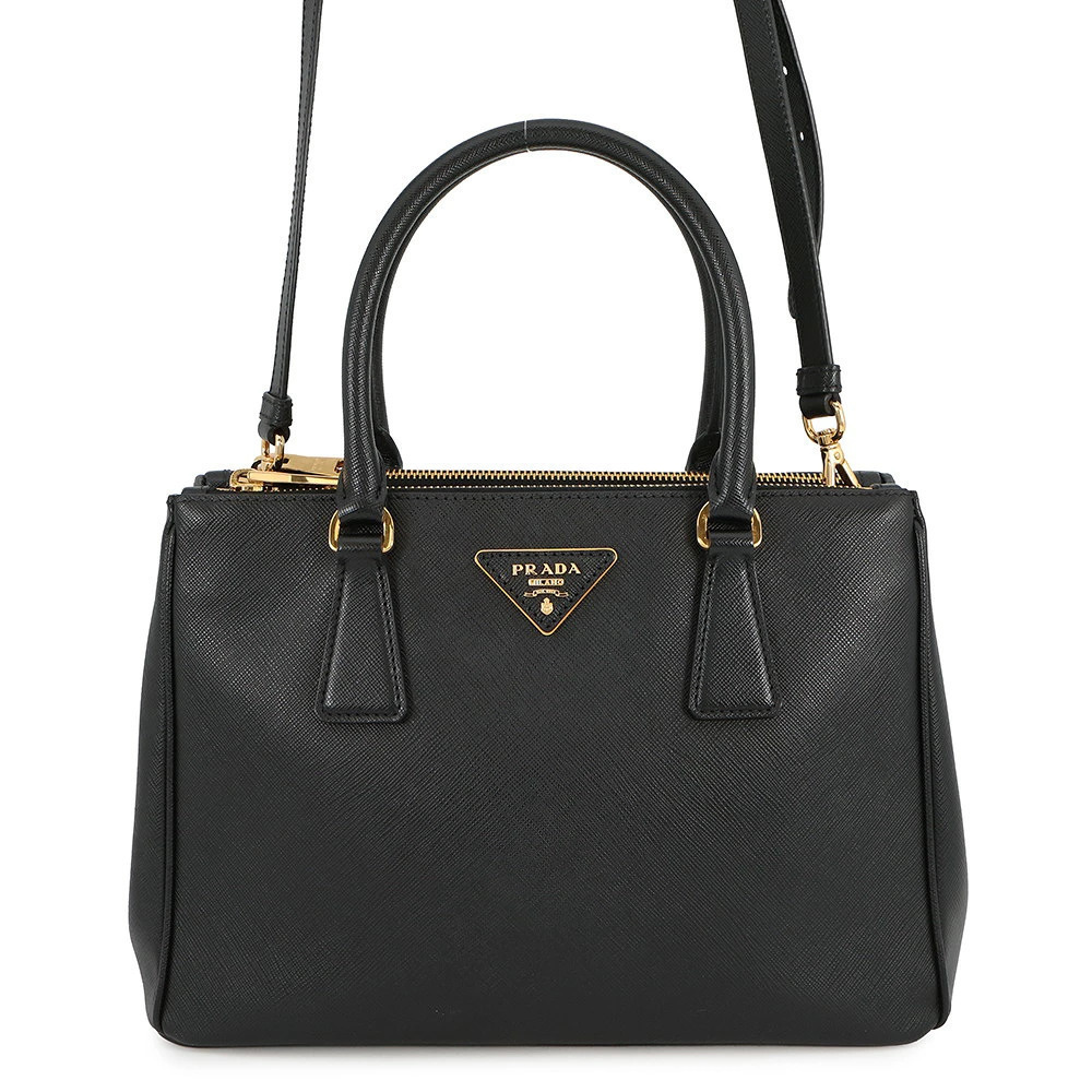 Prada Galleria Saffiano Leather Handbag Shoulder Black